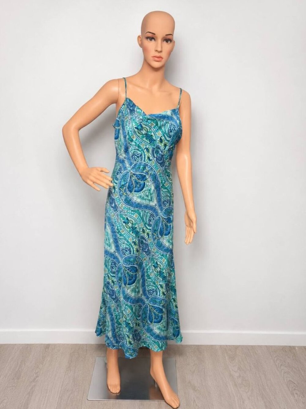 Silk Turquoise Pajamas Night Dress Size Large